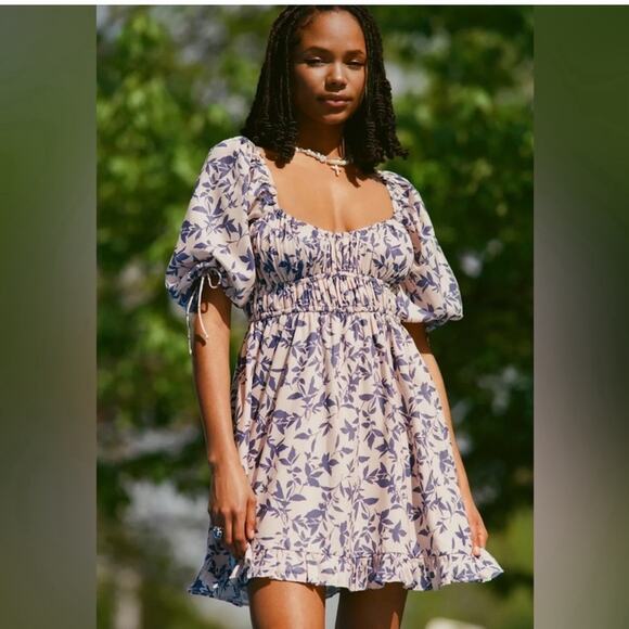 Urban Outfitters Violette Smocked Mini Dress with Ruffles and Bow Accent - Picture 8 of 8